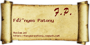 Fényes Patony névjegykártya